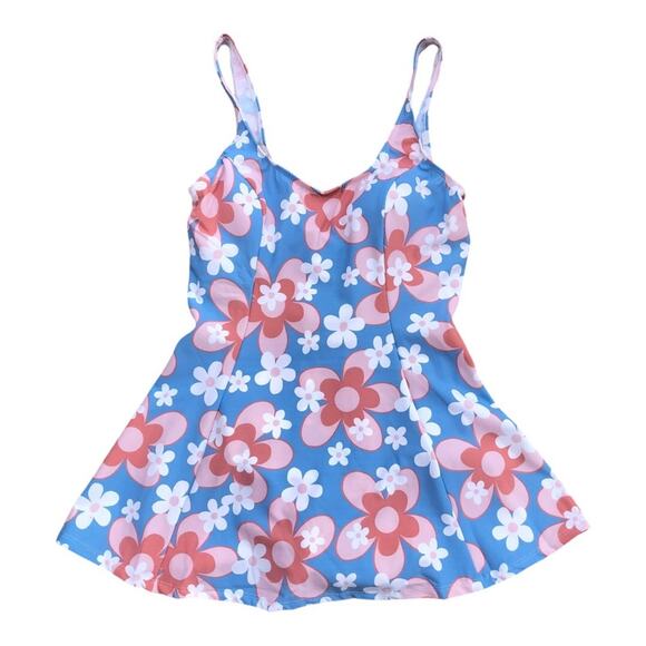 Esther Williams NWT Retro Chic Let Fun Bloom One Piece Swim Dress Shorts Size 10 - Picture 4 of 14